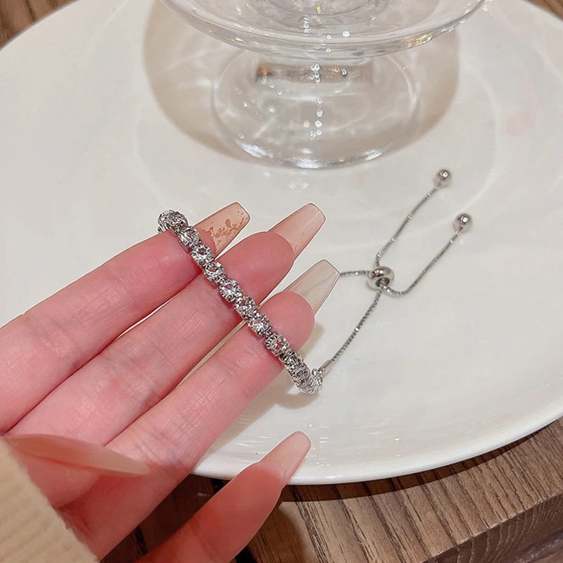 925 Sterling Silver Zircon Bracelet For Women Luxury Handy Adjustable New Ladies Jewelry Birthday Party Fashion Jewelry Gift Streetsharks