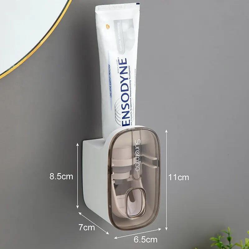 1 PCS Automatic Toothpaste Dispenser Bathroom Accessories Wall Mount Lazy Toothpaste Squeezer Toothbrush Holder Streetsharks