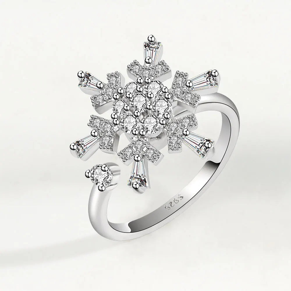 VENTFILLE 925 Sterling Silver Sunflower Diamond Zircon Rotatable Ring For Women Gift Relieve Stress Ring Jewelry Wholesale Streetsharks