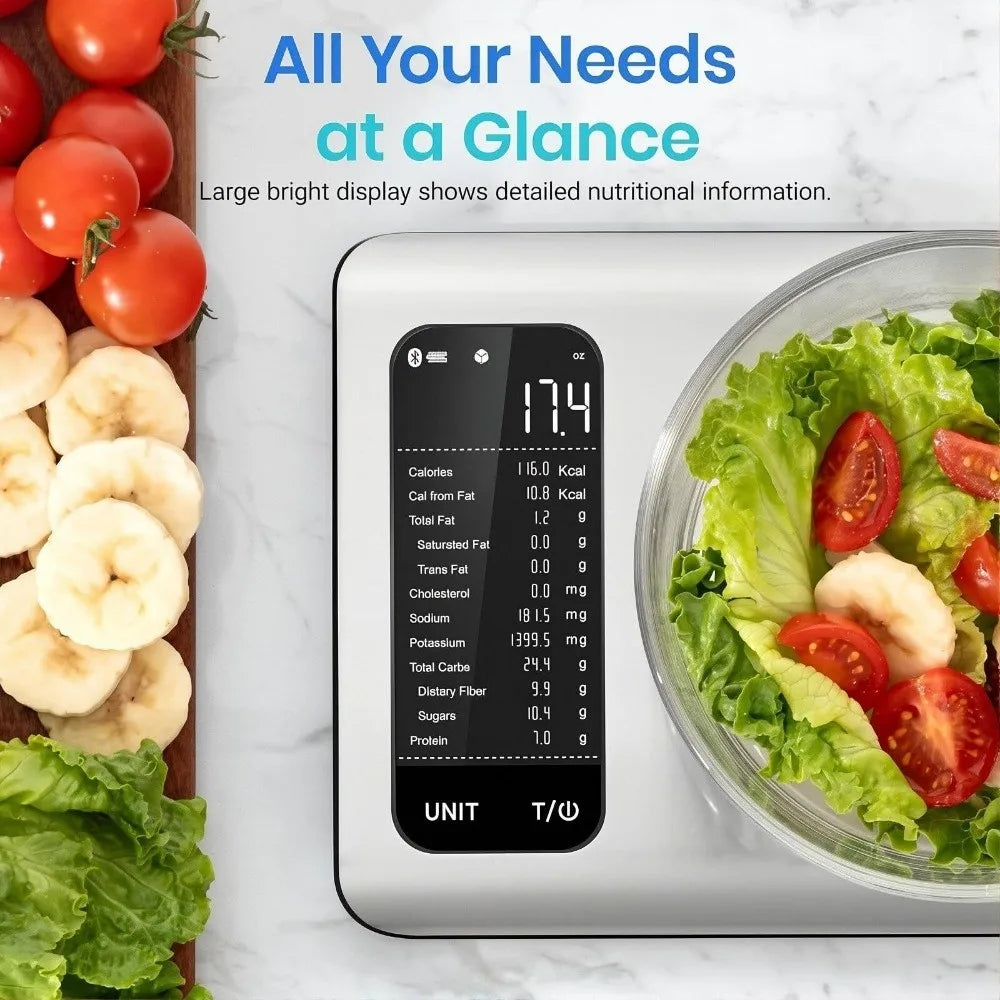 Stainless Steel Smart Nutrition Food Scale Free App with 19 Nutrients Tracking Smart Digital Kitchen Scale luxecrown.co.uk