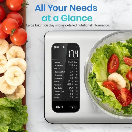 Stainless Steel Smart Nutrition Food Scale Free App with 19 Nutrients Tracking Smart Digital Kitchen Scale luxecrown.co.uk