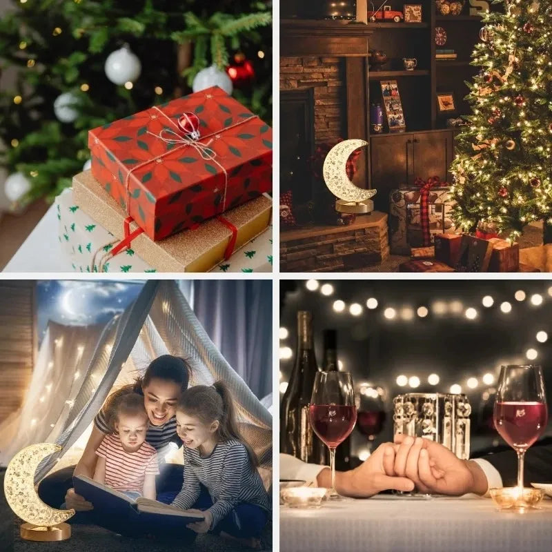 Touch Control 3D Crystal Track Night Light Girls Room Home Decor Aesthetics USB Bedside LED Ambient Table 3D Moon Lamp