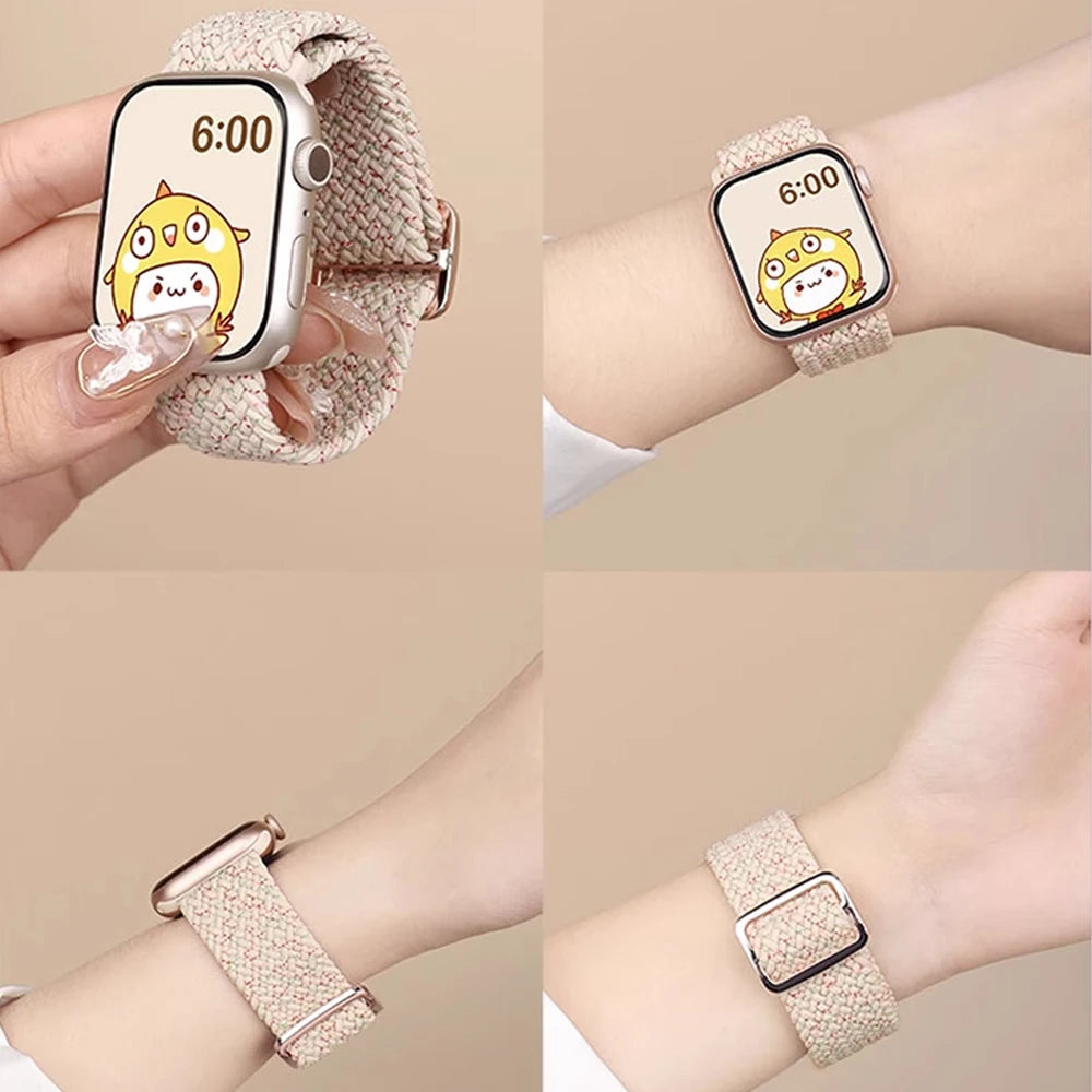Apple Watch Band 42mm 46mm 44mm 40mm 45mm Ultra 3 49mm Braided Bracelet Correa Series 11 10 9 8 7 6 SE3 Smartwatch Straps luxecrown.co.uk