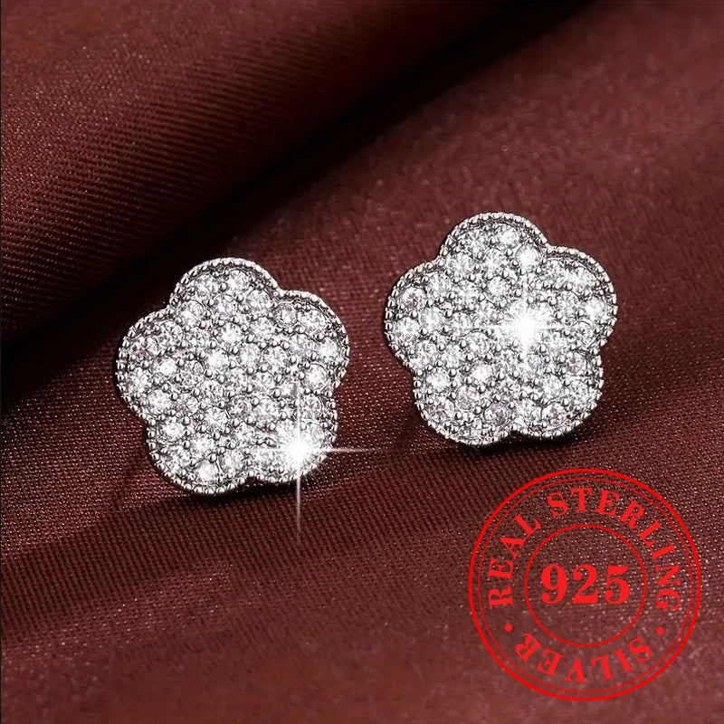 Huitan 925 Sterling Silver Shining White Cubic Zirconia Stud Earrings Luxury High Quality Jewelry Women Wedding Eternity Jewelry Streetsharks