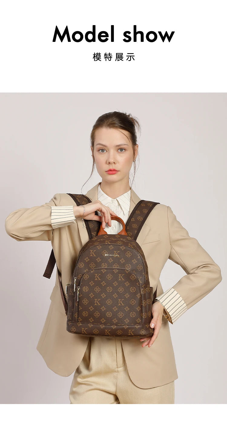 Mkf Genuine Vintage Retro Casual Backpack for Women, Original Design Niche Women's Bag, Large Capacity Travel Trendy Bag luxecrown.co.uk