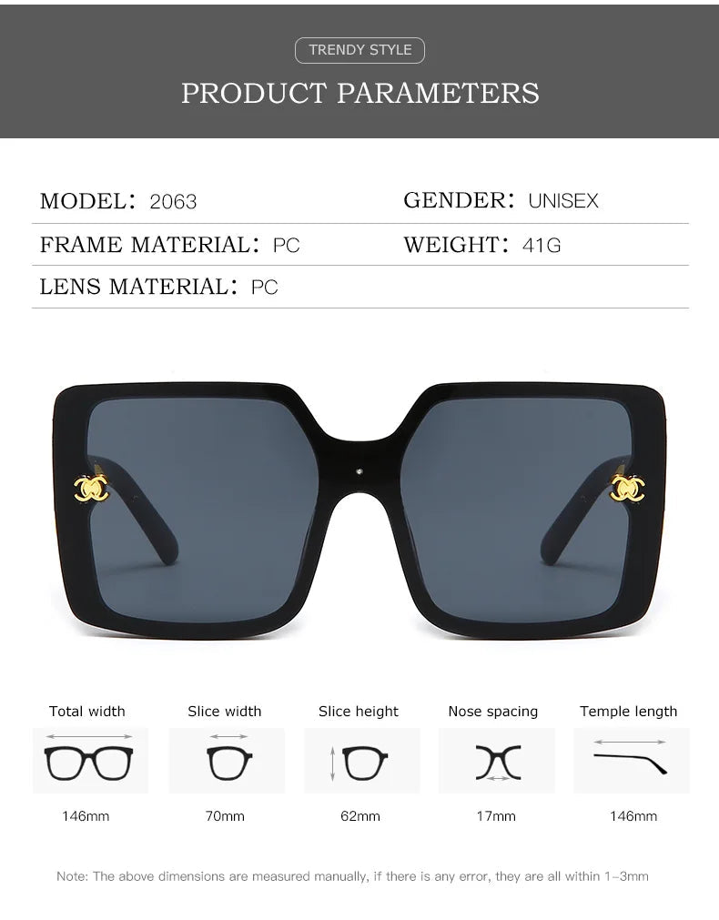 New Luxury Glamour Sunglasses for Women and Men Designer Famous Brand Glasses Square Stylish Trend Eyewear UV400 Streetsharks