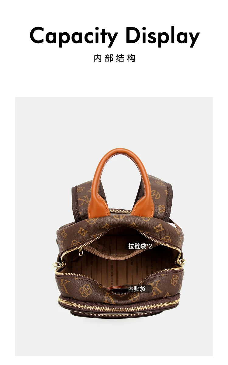 Mkf Genuine Vintage Retro Casual Backpack for Women, Original Design Niche Women's Bag, Large Capacity Travel Trendy Bag luxecrown.co.uk