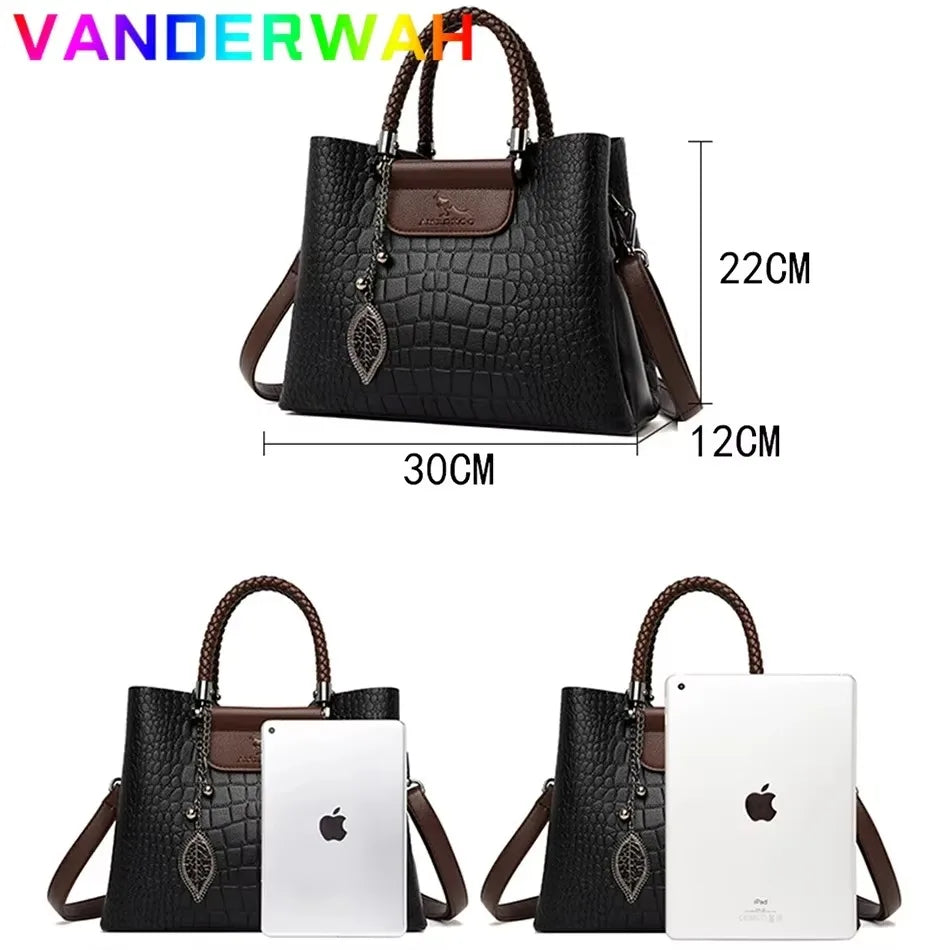 Luxury Handbag Fashion Print Large Capacity Soft Leather Women Shoulder Crossbody Bag Leisure Designer Ladies Purses and Handbag luxecrown.co.uk