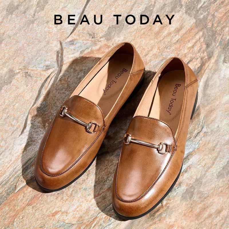 BEAUTODAY Dress Shoes Women Loafers Cow Leather Sheepskin Rubber Formal Business Suit Ladies 2025 Spring Autumn Handmade 27171 luxecrown.co.uk