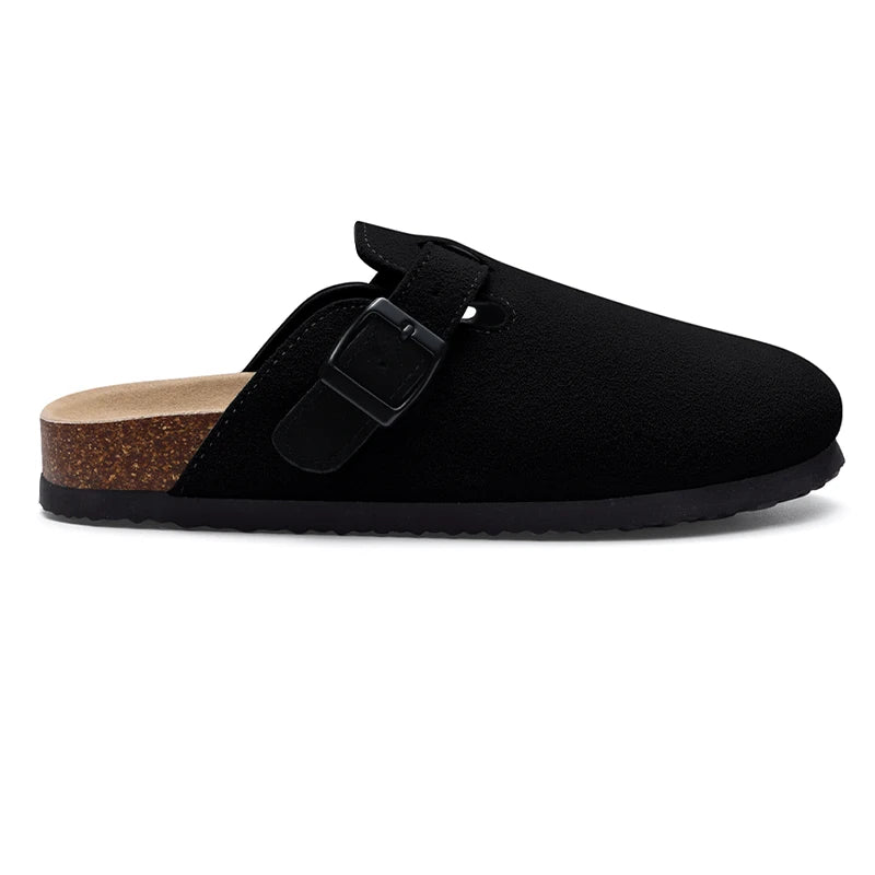 Kidmi Men's Suede Clogs Cork Footbed Clogs for Women Soft Leather Adjustable Buckle Slip-on Potato Shoes Sandals Beach Slippers luxecrown.co.uk