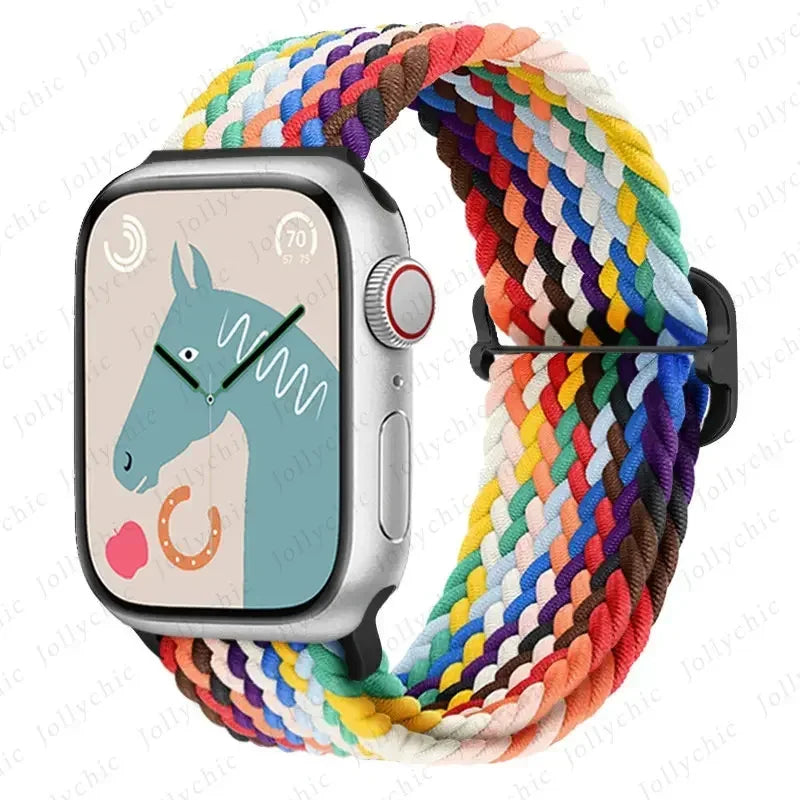 Braided Loop Strap For Apple Watch Band 42/46mm 45/41mm 38/40mm 44mm 49mm Nylon Solo Bracelet iWatch series 10 9 se 8 7 6 Ultra2 luxecrown.co.uk