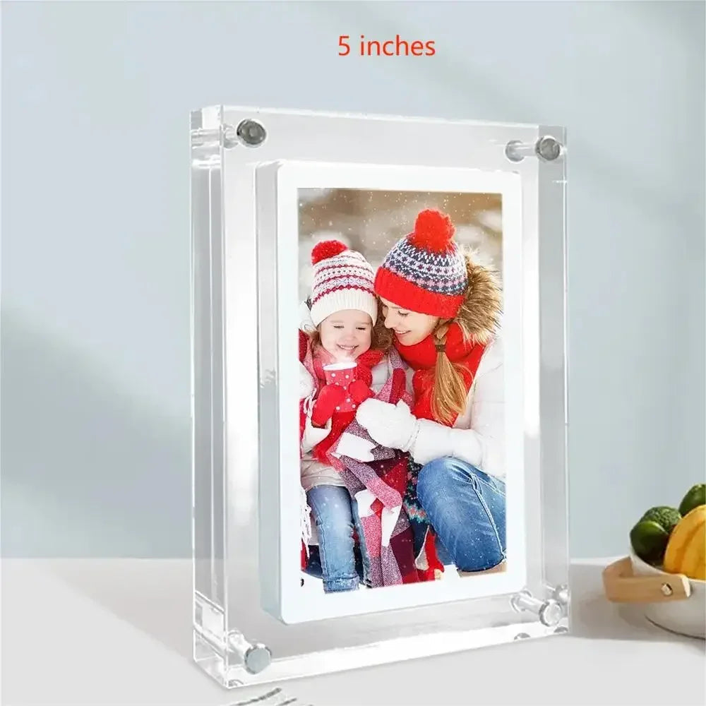 **CrystalView 5" Acrylic Digital Photo Frame – IPS Display | 1000mAh Battery | 2GB Memory** Streetsharks