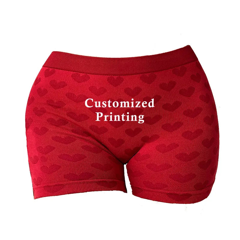 Your Own Logo Text Professional Custom Panties Love Heart Pink Knitting Underwear High-waisted Comfortable Breathable Panties Streetsharks