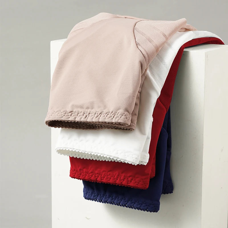 2PCS High Waist Briefs Women Seamless Panties Transparent Mesh High Elastic Tummy Control Underwear Female Lingere Underpant Streetsharks