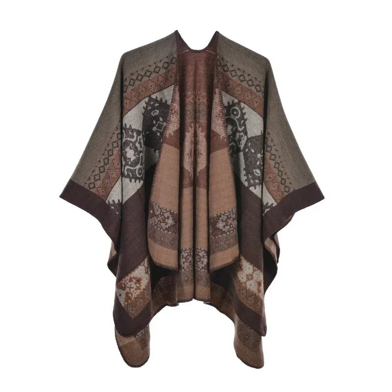 Winter Fashion Poncho Women Capes Scarf Imitation Cashmere Ladies Scarves Warm Shawls Wraps Woman Ponchos Bufanda Mujer Foulard luxecrown.co.uk