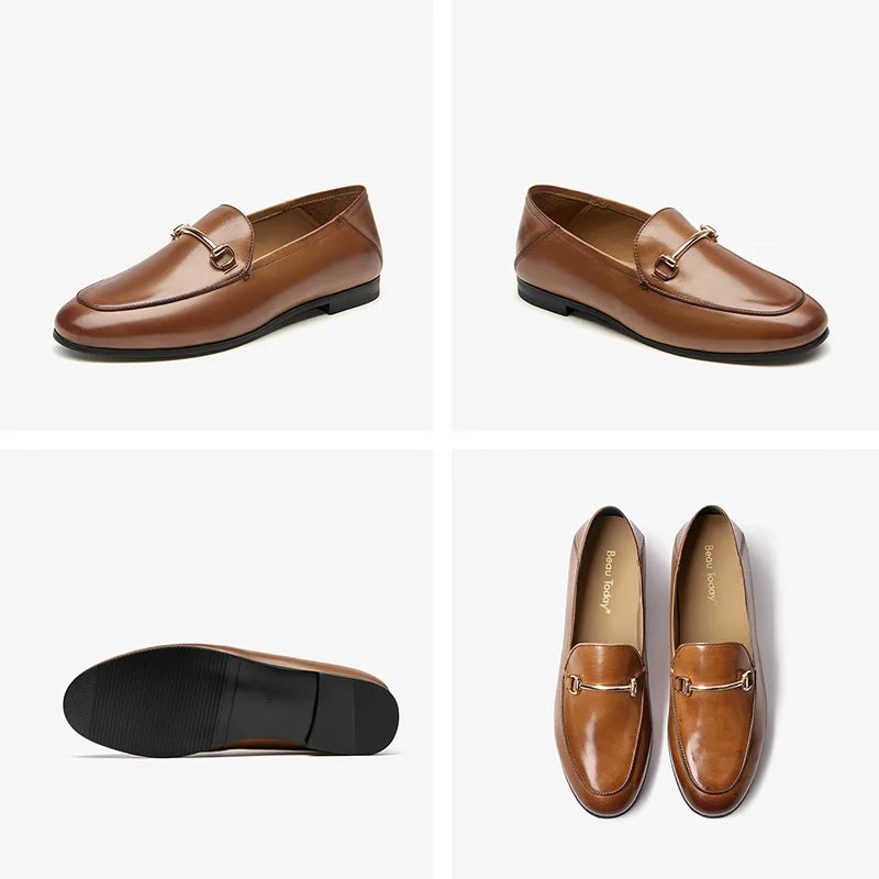 BEAUTODAY Dress Shoes Women Loafers Cow Leather Sheepskin Rubber Formal Business Suit Ladies 2025 Spring Autumn Handmade 27171 luxecrown.co.uk