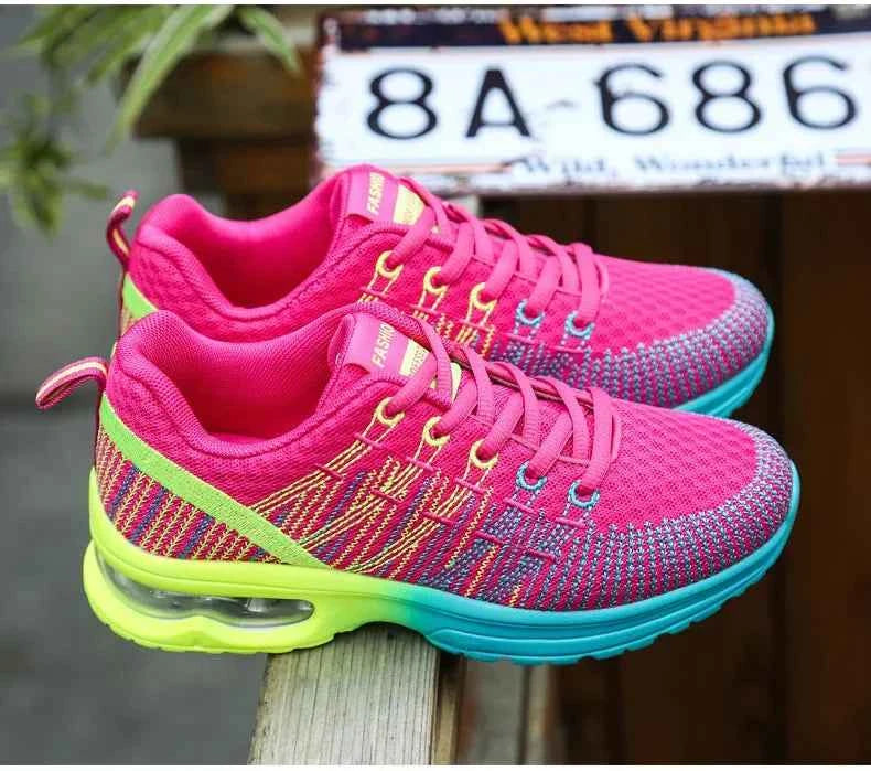 Spring 2023 Plus Size Women's Shoes Low Top Round Toe Mesh Breathable Casual Sports Shoes Weave Knit Lower Heel