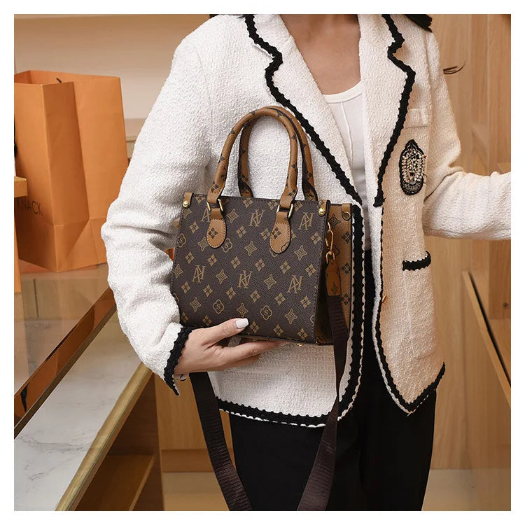 Elegant Retro Women's Tote Bag Single Shoulder Crossbody Bag Floral Print Ladies Handbag Luxury Texture Commuter Messenger Bag luxecrown.co.uk
