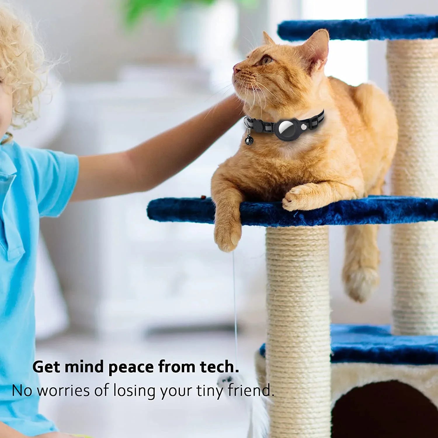 Cat AirTag Holder Collar Breakaway Reflective Strips Adjustable Kitten Collar Waterproof Cat Bell Collar Pet Air Tag Case collar luxecrown.co.uk