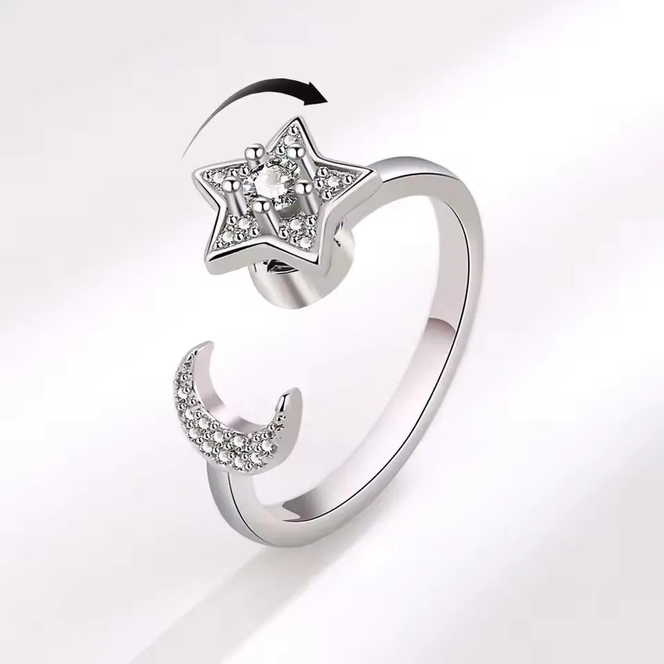 VENTFILLE 925 Sterling Silver Sunflower Diamond Zircon Rotatable Ring For Women Gift Relieve Stress Ring Jewelry Wholesale Streetsharks