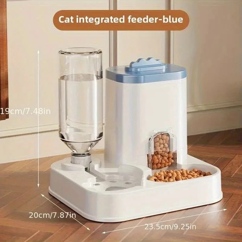 Automatic Cat & Dog Water Dispenser with Integrated Food Basin No Batteries Needed,Automatic Pet Feeder One-Piece Design luxecrown.co.uk