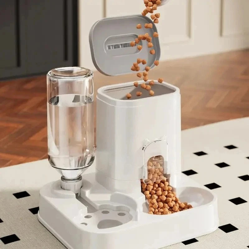 Automatic Cat & Dog Water Dispenser with Integrated Food Basin No Batteries Needed,Automatic Pet Feeder One-Piece Design luxecrown.co.uk