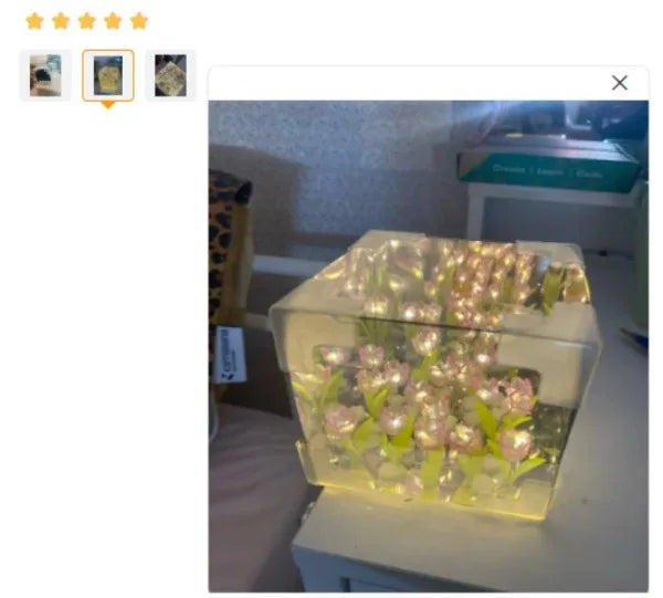 NEW Creative Diy Tulip Flower Sea Cube Three-Dimensional Small Night Lamp Material Package for Girlfriend Couple Girlfriend Gift Streetsharks