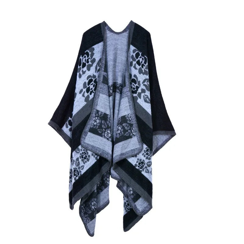 Winter Fashion Poncho Women Capes Scarf Imitation Cashmere Ladies Scarves Warm Shawls Wraps Woman Ponchos Bufanda Mujer Foulard luxecrown.co.uk