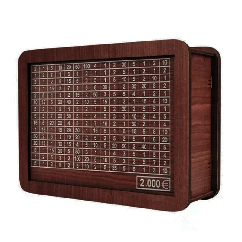 1000/2000/3000/5000/10000 Euro Money Box Wooden Piggy Bank Money Vault Savings Box Challenge Cash Storage Case Streetsharks