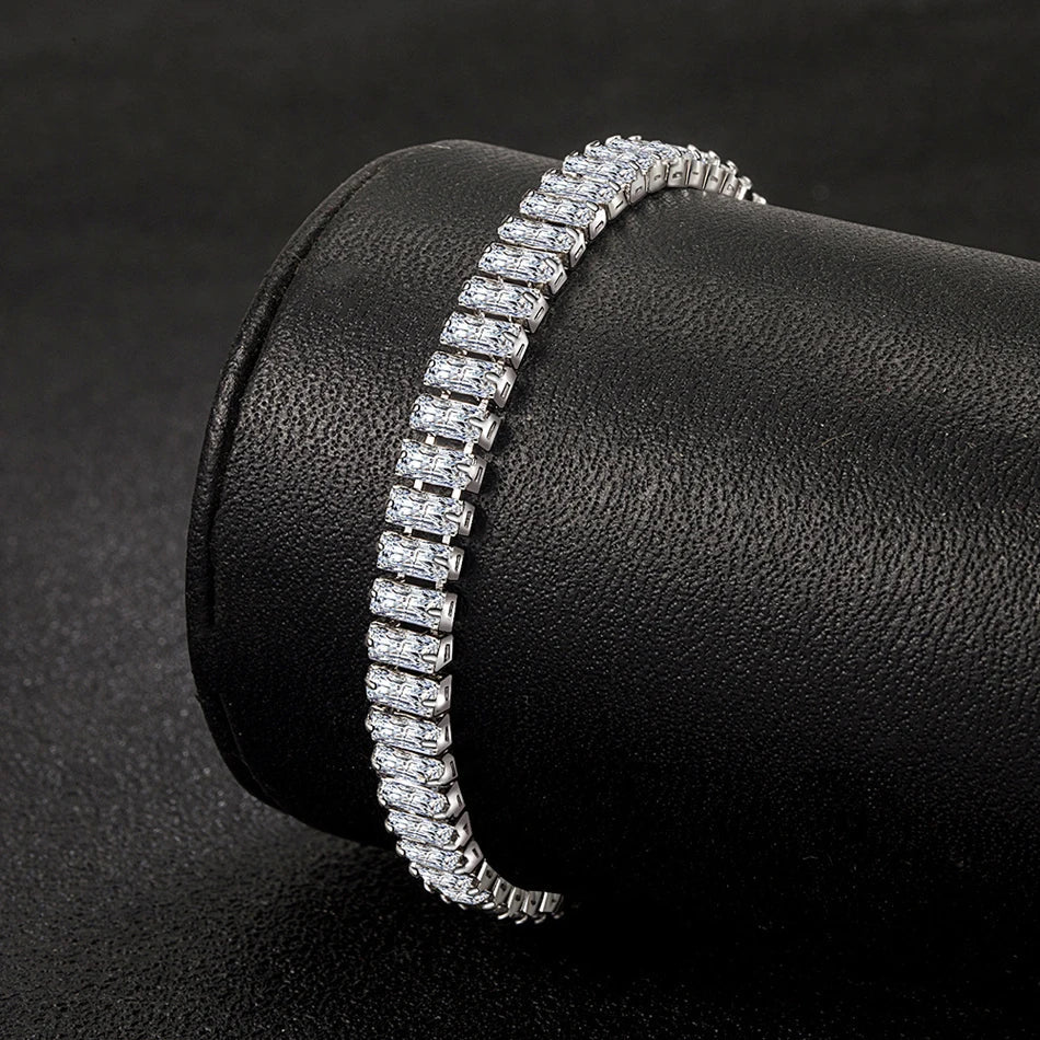 luxury designer 925 Sterling Silver fine Crystal Bracelet For Women fashion Jewelry Engagement Wedding Glamour Jewelry 18CM Streetsharks