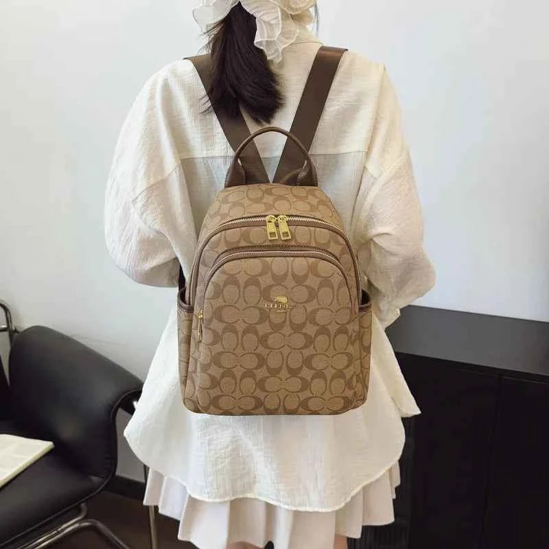 Large-capacity casual women's backpack with vintage textured coating, suitable for travel. luxecrown.co.uk
