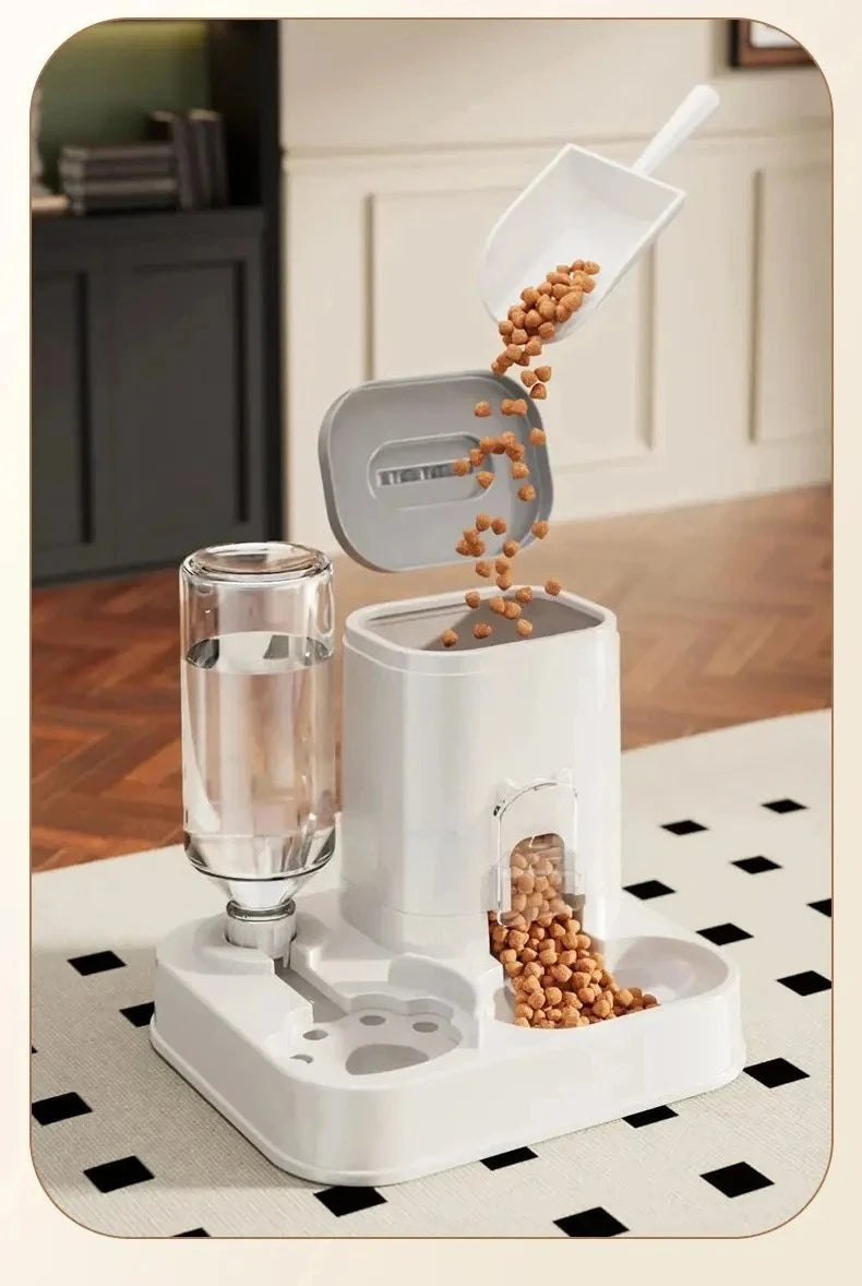 Automatic Cat & Dog Water Dispenser with Integrated Food Basin No Batteries Needed,Automatic Pet Feeder One-Piece Design luxecrown.co.uk