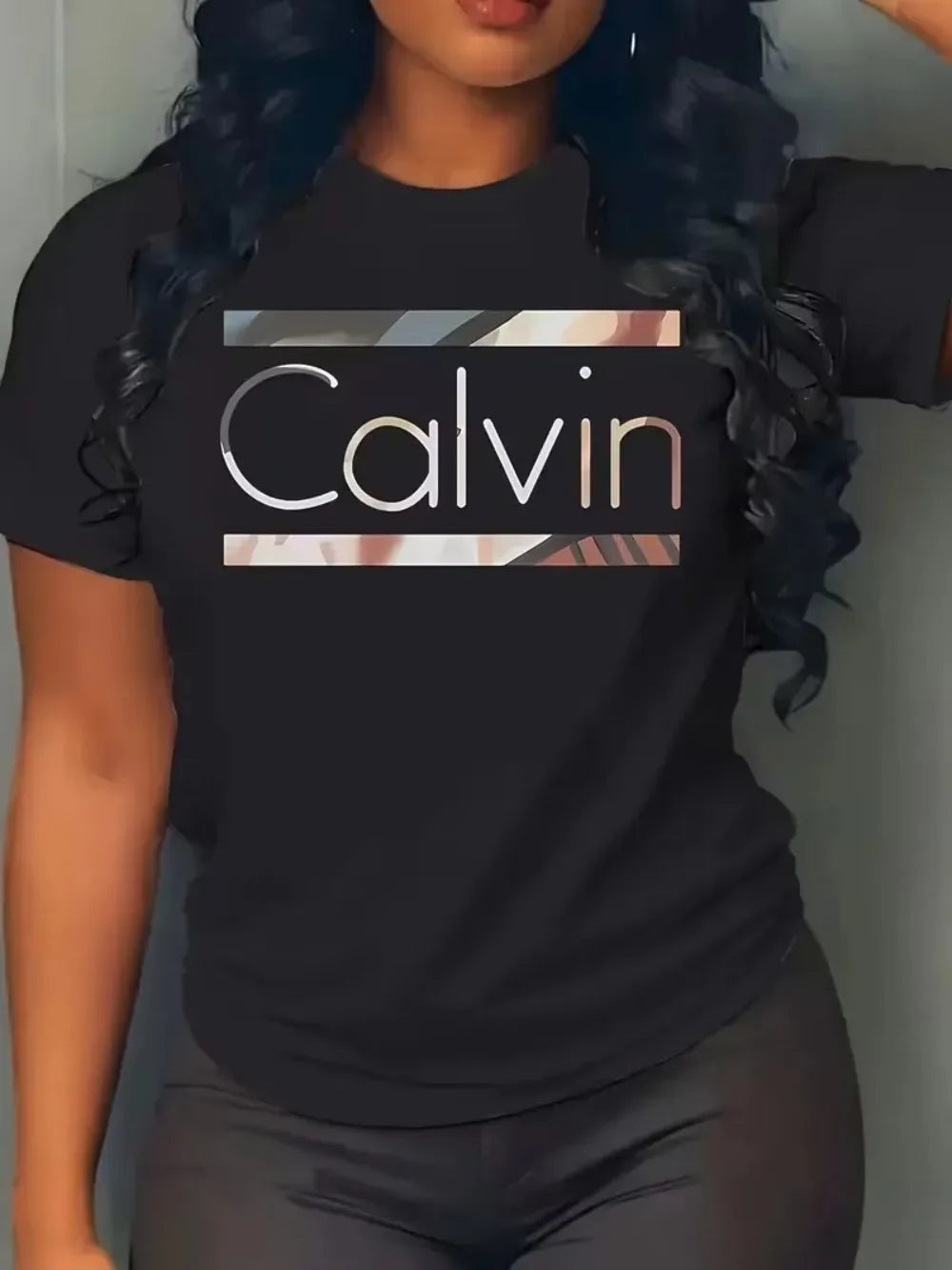 Hot Sale Women's Summer Fashion Casual Calvin Letter Pattern Print Loose Round Neck Short Sleeve Sportswear T-shirt y2k clothes luxecrown.co.uk