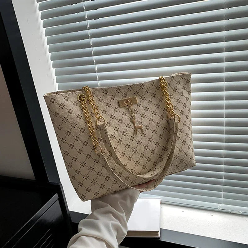 Women Luxury Design New Presbyopic Handbag Large Capacity Handbag Fashion Printing Shoulder Bag Trendy Shopping Bag with pendant luxecrown.co.uk