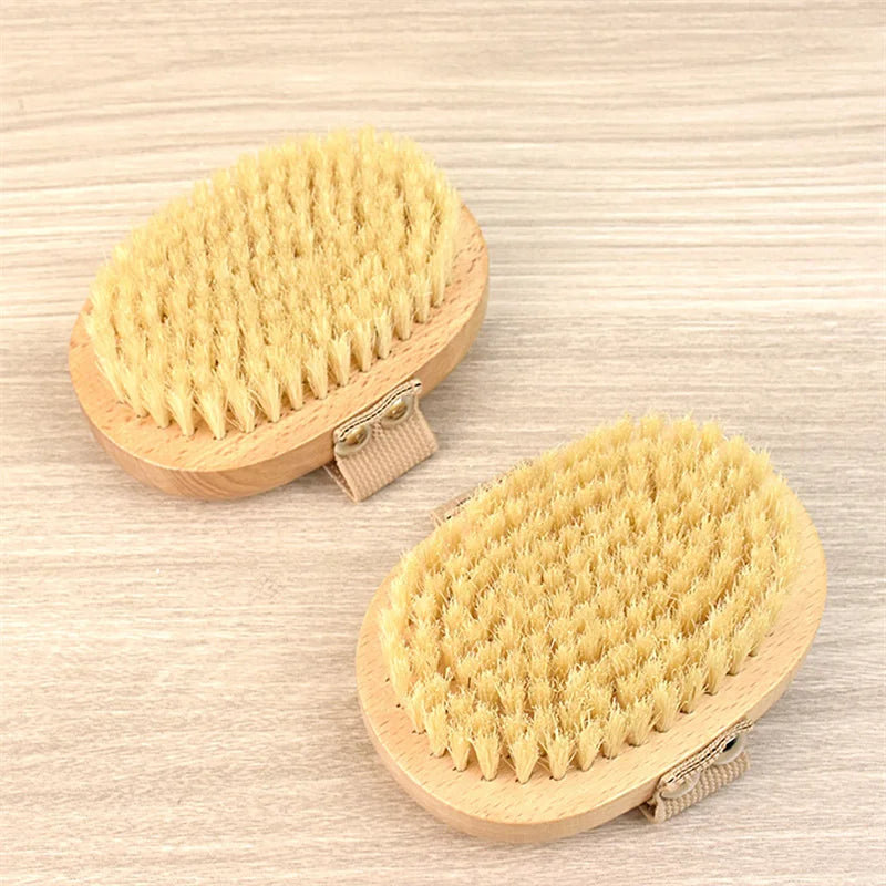 SPA Wooden Body Brush Natural Boar Bristle Organic Dry Skin Body Brush Bamboo Wet Back Shower Brushes Exfoliating Bathing Brush Streetsharks