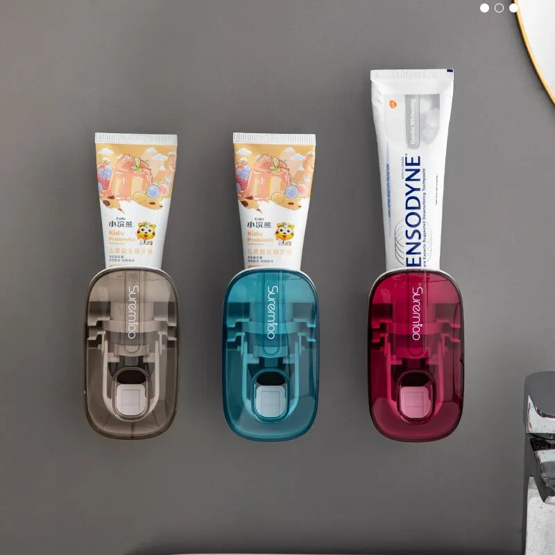 1 PCS Automatic Toothpaste Dispenser Bathroom Accessories Wall Mount Lazy Toothpaste Squeezer Toothbrush Holder Streetsharks