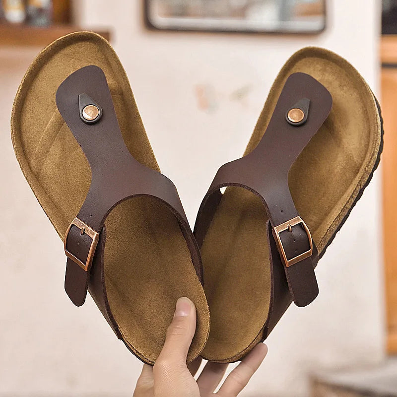 2025 Men's Non-Slip Slippers Quick-Dry Indoor Outdoor Sandals Soft Sole Comfortable Summer Footwear Euro 35-46 Brown/Black luxecrown.co.uk