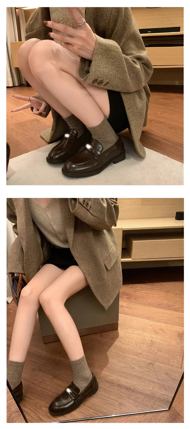 Spring New Women's Genuine Leather Shoes British Style Black Casual Shoes Banquet Office Wear Stylish Metal Design Loafers luxecrown.co.uk
