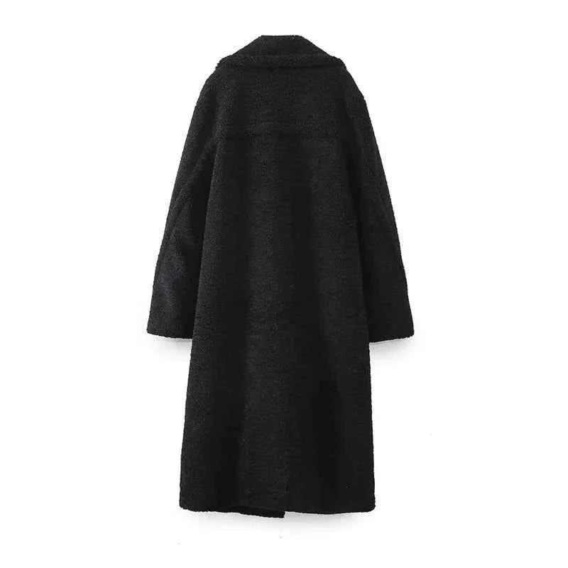 KEYANKETIAN Winter New Women's Teddy Bear Coat Stylish Thick Thick Warm Faux Fur Fleece Lady Long Coat Double Breasted Jacket