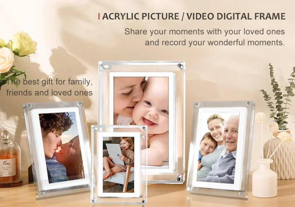 **CrystalView 5" Acrylic Digital Photo Frame – IPS Display | 1000mAh Battery | 2GB Memory** Streetsharks