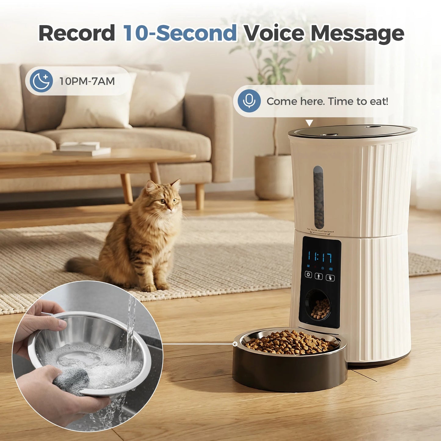 JHK 4L Automatic Cat Feeder WiFi Timed Cat Food Dispenser with APP Control Dual Power Supply Indoor Programmable Pet Feeder luxecrown.co.uk