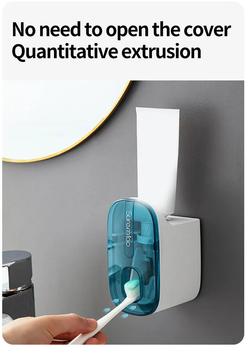 1 PCS Automatic Toothpaste Dispenser Bathroom Accessories Wall Mount Lazy Toothpaste Squeezer Toothbrush Holder Streetsharks