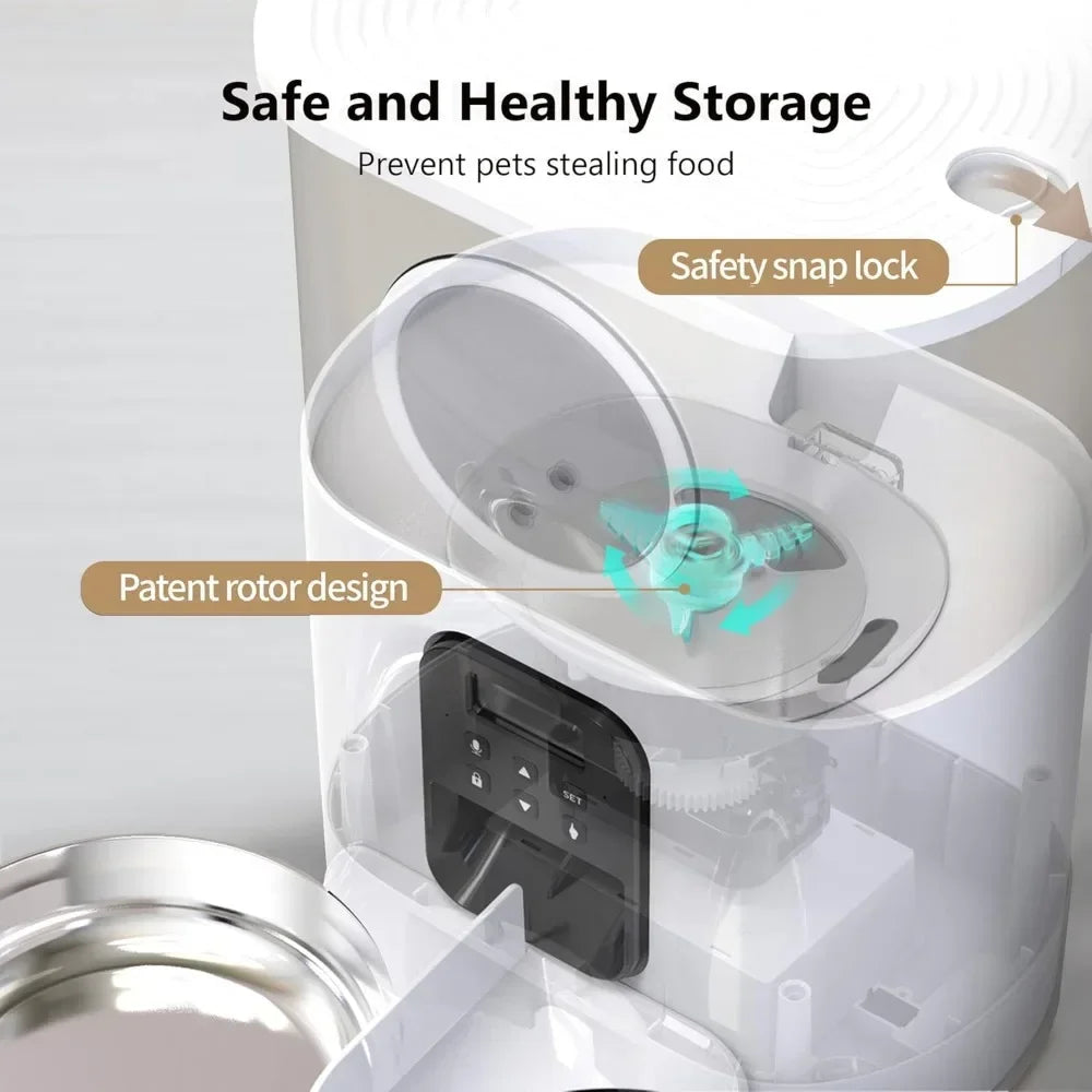 5L Large Capacity Automatic Cat Feeder For 2 Cat & Dog Timer Pet Feeder With Stainless Steel Bowl Pet Dry Food Auto Dispenser luxecrown.co.uk