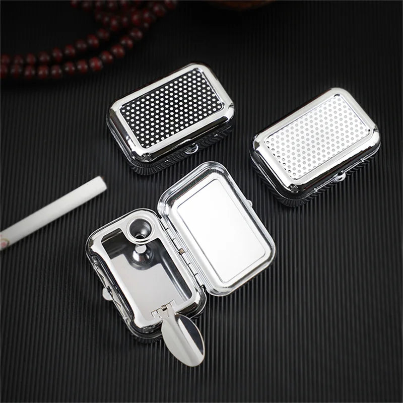 Outdoor Mini Portable Metal Cigarette Ashtray Fashion Ashtray Wiht Lockable Lid Desktop Ash Case Pocket Ashtray Gift For Man Streetsharks