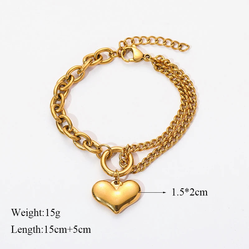 GANEMLY 316L Stainless Steel Tree of Life Bracelet For Women Fashion 18K Gold Plated Wrist Chain Waterproof Jewelry Lady Gift