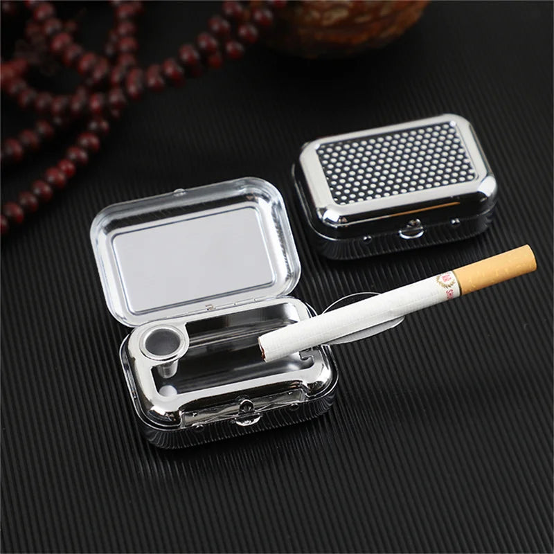 Outdoor Mini Portable Metal Cigarette Ashtray Fashion Ashtray Wiht Lockable Lid Desktop Ash Case Pocket Ashtray Gift For Man Streetsharks