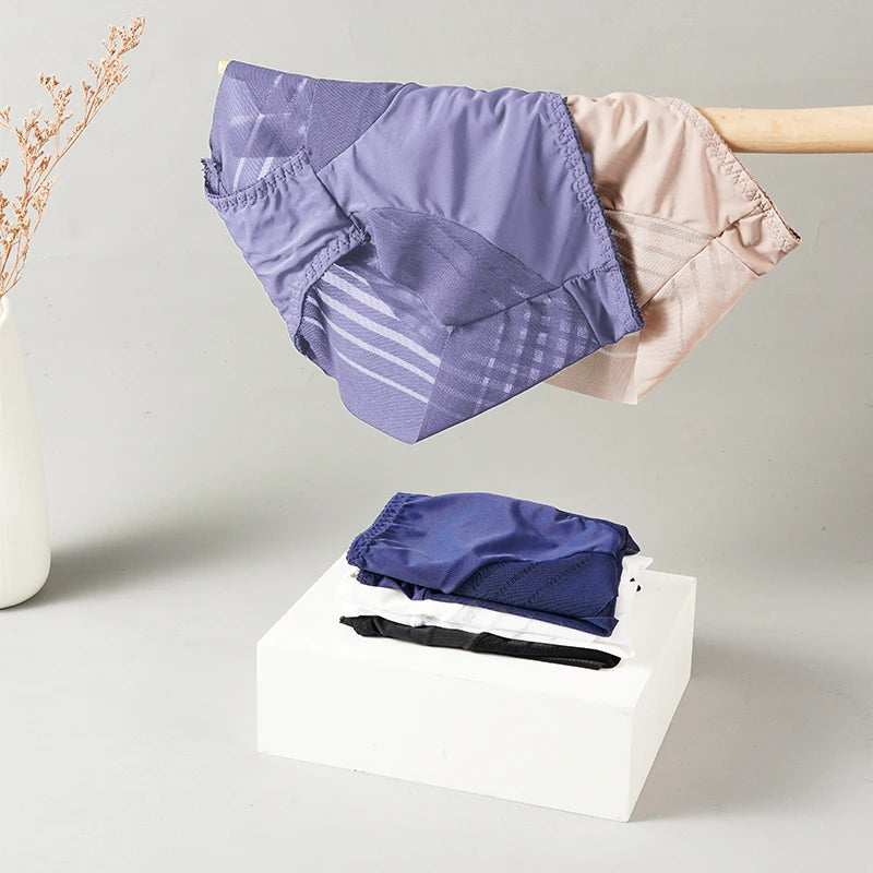 2PCS High Waist Briefs Women Seamless Panties Transparent Mesh High Elastic Tummy Control Underwear Female Lingere Underpant Streetsharks