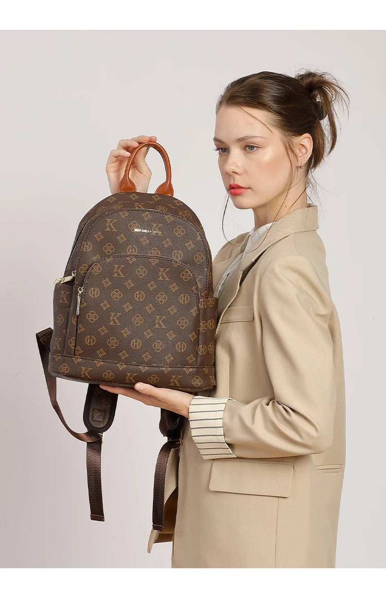 Mkf Genuine Vintage Retro Casual Backpack for Women, Original Design Niche Women's Bag, Large Capacity Travel Trendy Bag luxecrown.co.uk