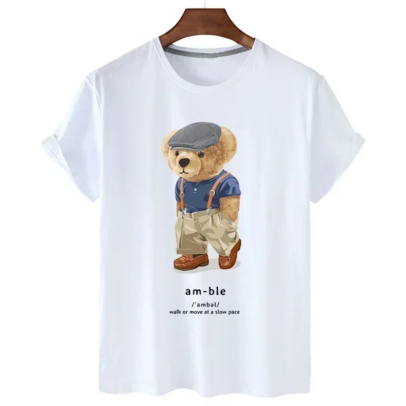 Funny Bear Print Tshirt Women Fashion Cartoon Harajuku Casual T-shirt Female Summer Short Sleeved Top Tees Unisex T Shirt luxecrown.co.uk