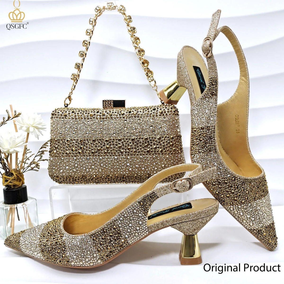 2026 Nigerian Women Heel Ladies Italian Luxury Design Green Shoes And Bag Set Decorated with Rhinestone Handbag Wedding Party luxecrown.co.uk
